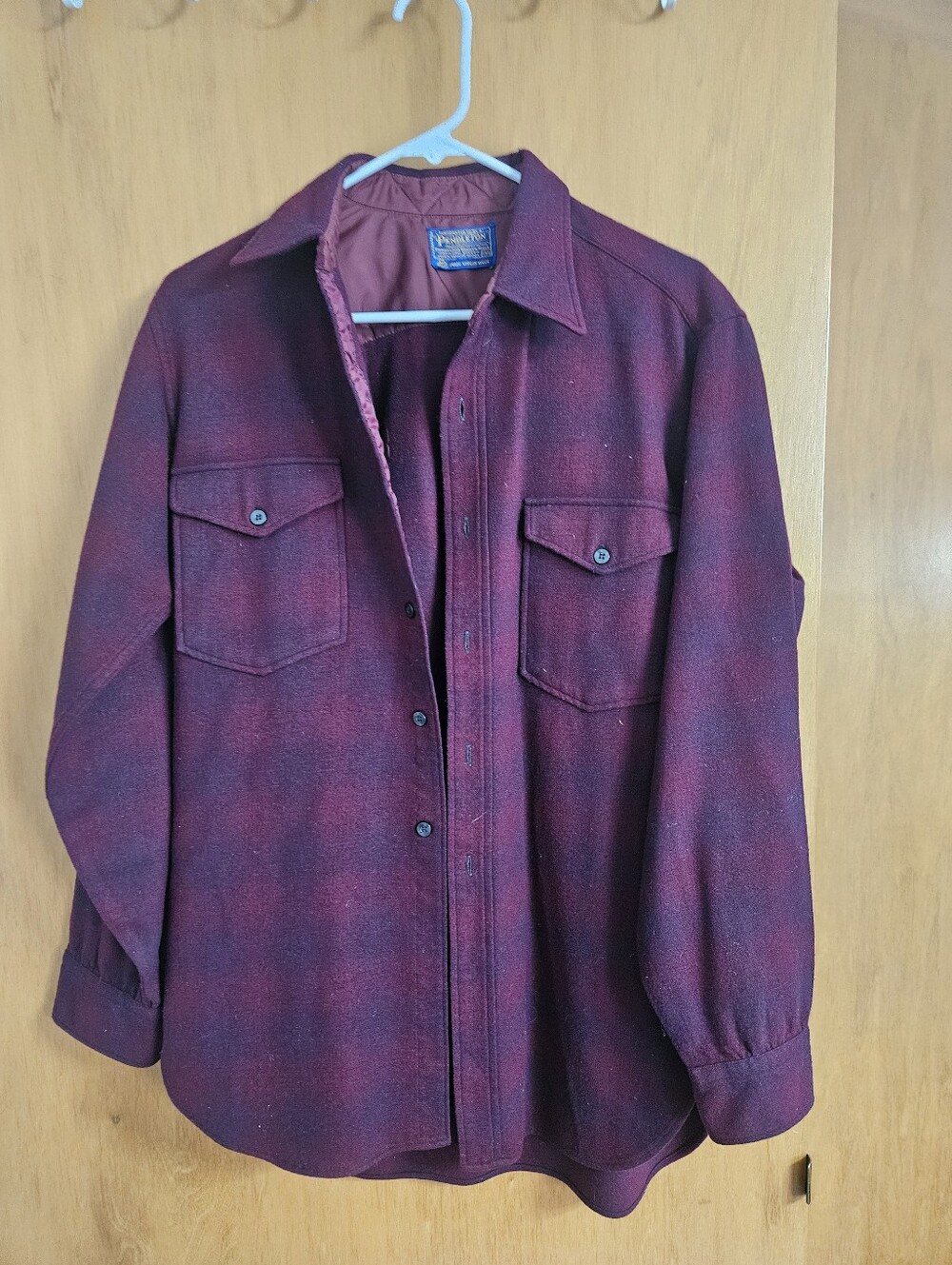 Pendleton Burgundy Wool Button-Front Shirt See Measurements